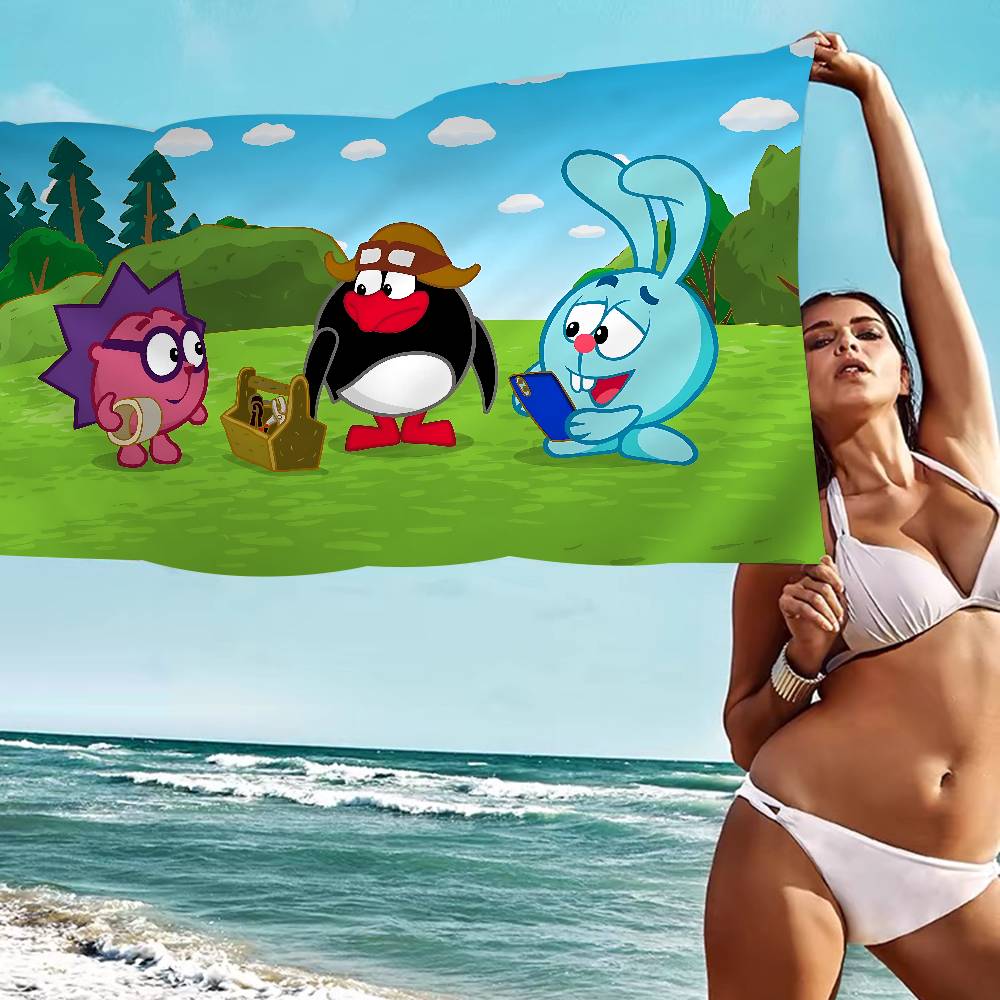 Popular S-Smeshariki Animation Anime Beach Swimming Towel Soft Absorbent Washcloth Children's Gifts For Kids Travel Camping Gym