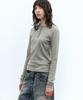 INSILENCE WOMEN Henley Neck Long Sleeve Top Light Khaki