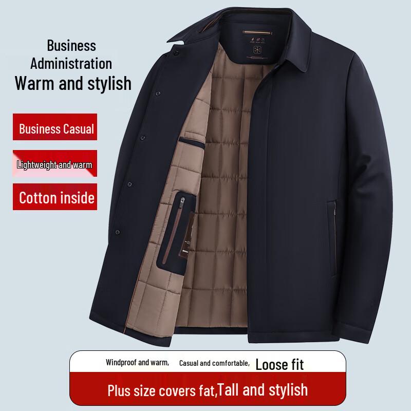 Herren Übergröße Gepolsterte Jacke mit Knöpfen und Revers