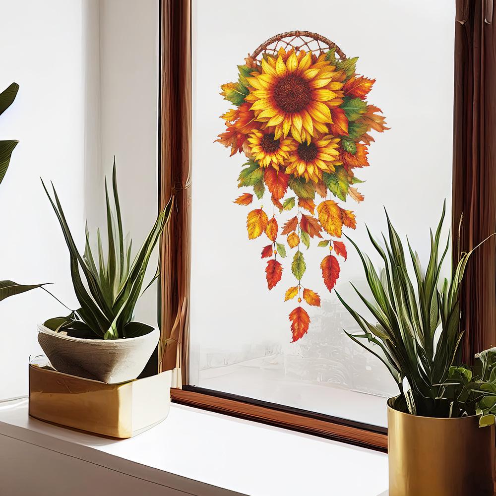 Creative Autumn Sunflower Dreamcatcher Bedroom Background Wall Sticker Home Decor