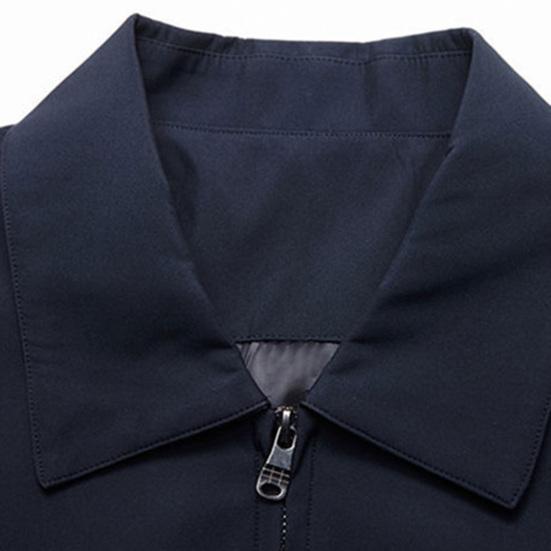 Men Coat Smooth Zipper Lapel Collar Solid Color Middle-aged Men Casual Jackets for Cold Weather