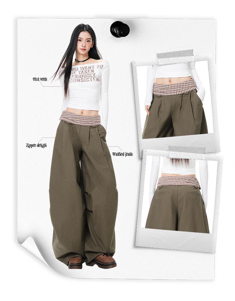 Women's Patchwork High-Waist Slimming Wide-Leg Pants - Spring/Autumn 2026