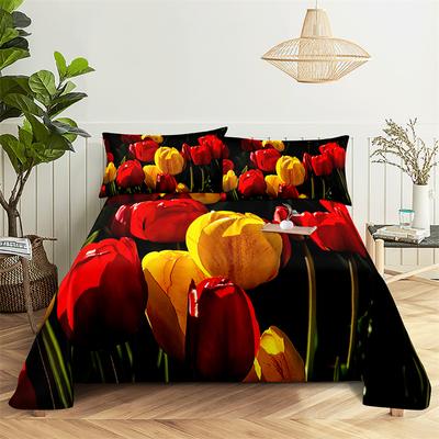 Home Bedsheets Pink Tulip Single Bedsheet Fashion Design Flowers Sheets Queen Size Bed Sheets Set Bed Sheets and Pillowcases