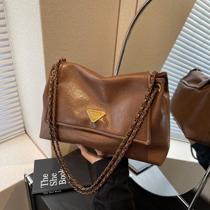 2025 Vintage PU Leather Women Crossbody Shoulder Bag - Spacious Underarm Purse with Chain, Office To Evening Clutch Purse Bag