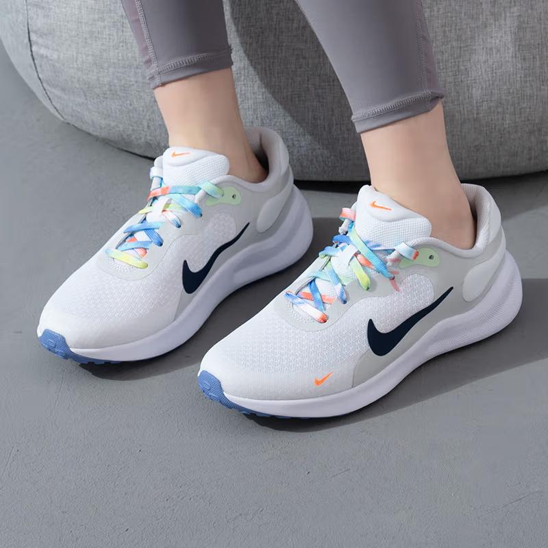 Nike REVOLUTION 7 GS Abrasion Resistant Breathable Low Top Kids' Running Shoes Blue White Sneakers FN4991-100