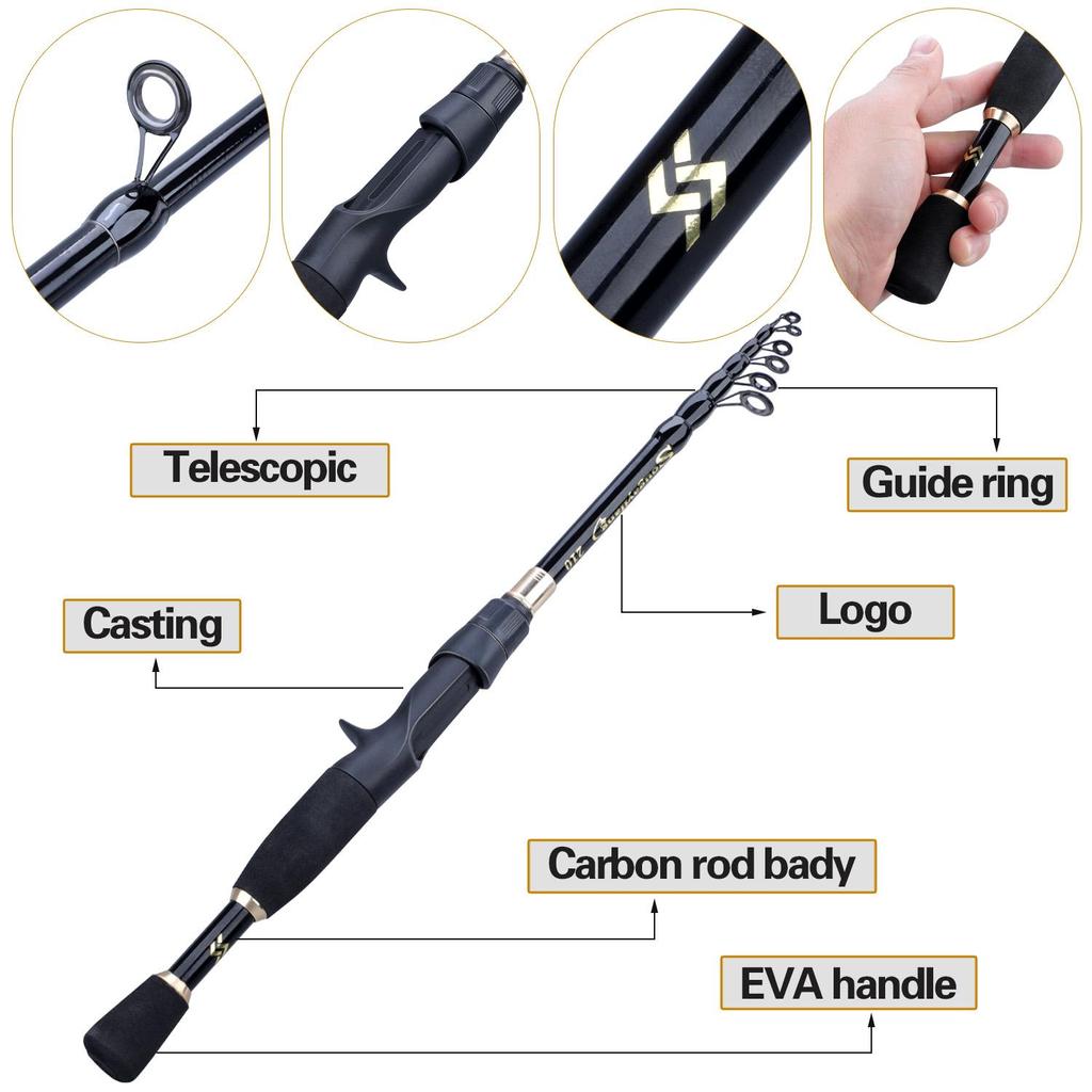 Travel Fishing Rod Baitcasting Fishing Reel Combo Telescopic Casting Fishing Rod 12+1BB Fishing Reel