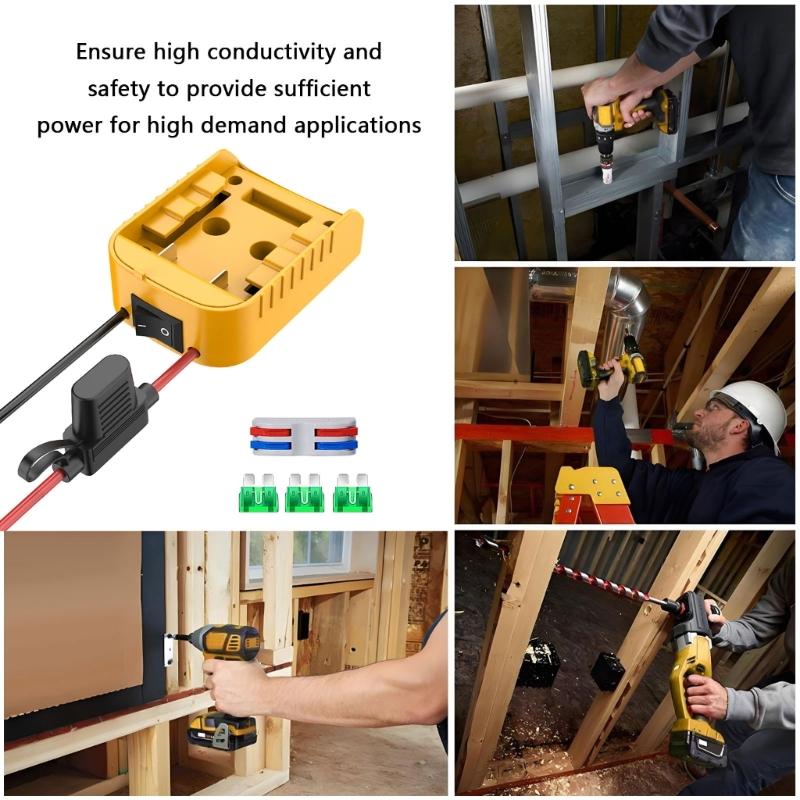 Power Wheel Adapter for 18/20V Battery Adapter Power Wheel Battery Conversion Kit with Switches Fuses Wire Terminals 12A
