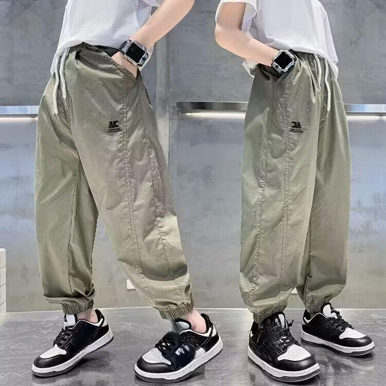 New Boy's Casual Harlan Drawstring Trousers Fashionable Versatile Sports Thin Section Straight Trousers