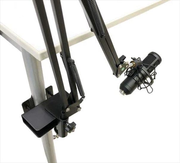 Nagao Seisakusho Black Pole Mount Clamp Table for Mounting a Microphone Arm to the Back of a Monitor or on a Monitor Video Web Conferencing