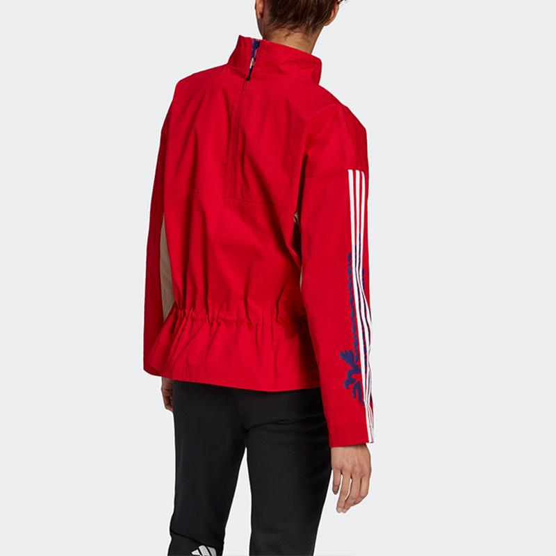 Adidas Cny Jacket Light Color Block Floral Print Stand Collar Sports Jacket Women Jackets Light-Crimson GS2402