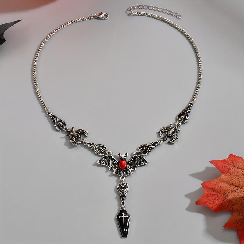 Gothic Bat Synthetic Zircon Pendent Necklace - Avant-garde Retro Style Classic Accessory for Daily and Holiday Occasions