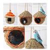 Natural Straw Weaving Bird Cages Parrots House Sleep Houses Cage with Hangings Lanyard for Small Pet Finch Sparrows