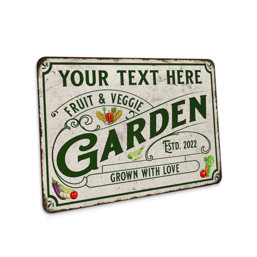 Personalized Metal Tin Sign Fruit Vegetable Garden Wall Art Home Decor