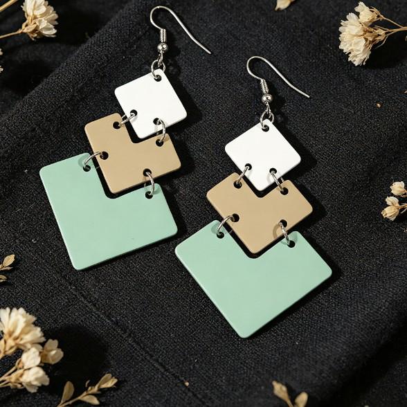New Geometric Heart Patchwork Eco-friendly Alloy Earrings