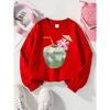 Kids Sweatshirt Crewneck Sweatshirt Coconut Drink with Flower And Straw Machine Washable, Spring And Autumn, Sportswear And Casual Wear
