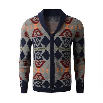 Men's Wool Blend Multi-Color Shawl Collar Cardigan