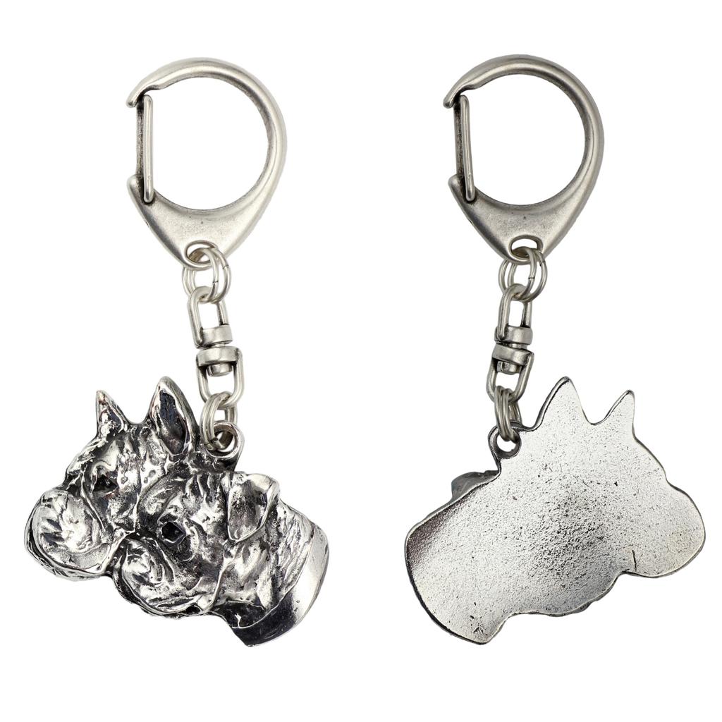 בוקסר, בוקסר גרמני IV - מחזיק מפתחות מצופה כסף עם כלב, קישוט לתיק יד, תליון לתרמיל של מותג Art-Dog