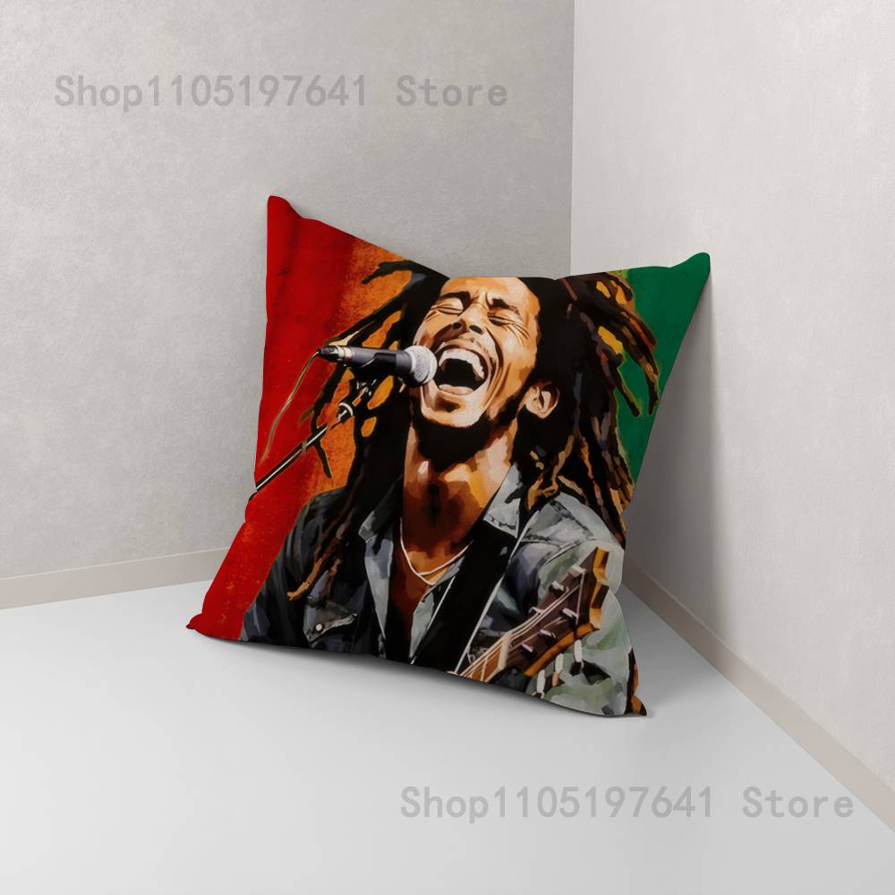 Bob Marley Rasta Lion Pillow Case For Sofa Decor Car Office Room Printing Cushion Cover Decorations and Protector