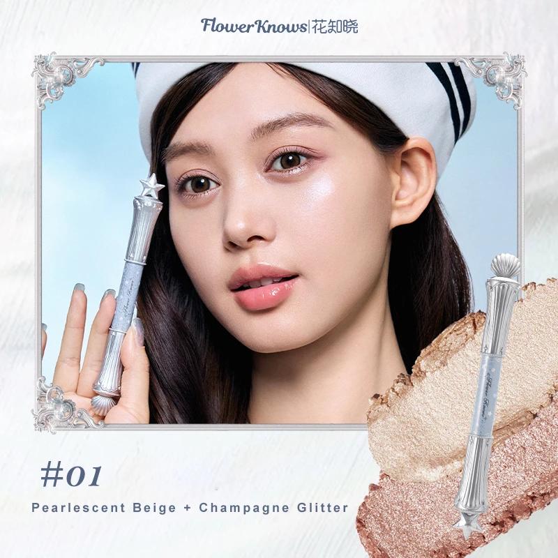 Flower Knows New Dual Tip Pearl Shell Under Eye Brightener Long Lasting Waterproof Eyebrow Eyeliner Smudge Proof Makeup Tools