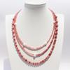 Original Design Hibiscus Stone Necklace Female Pink Love Stone Real Pearl Beaded Collarbone Chain Multi-Layer Stacking Wear 416
