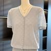 Fashionable and Western-style Mother's Knitted Sweater for Women, Short-sleeved Summer Wear, New Style Top, Versatile Middle-aged and Elderly T-shirt