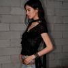 2026 Spring/Summer Y2K Retro Women's V-Neck Ribbon Lace Cardigan, Short Sleeve