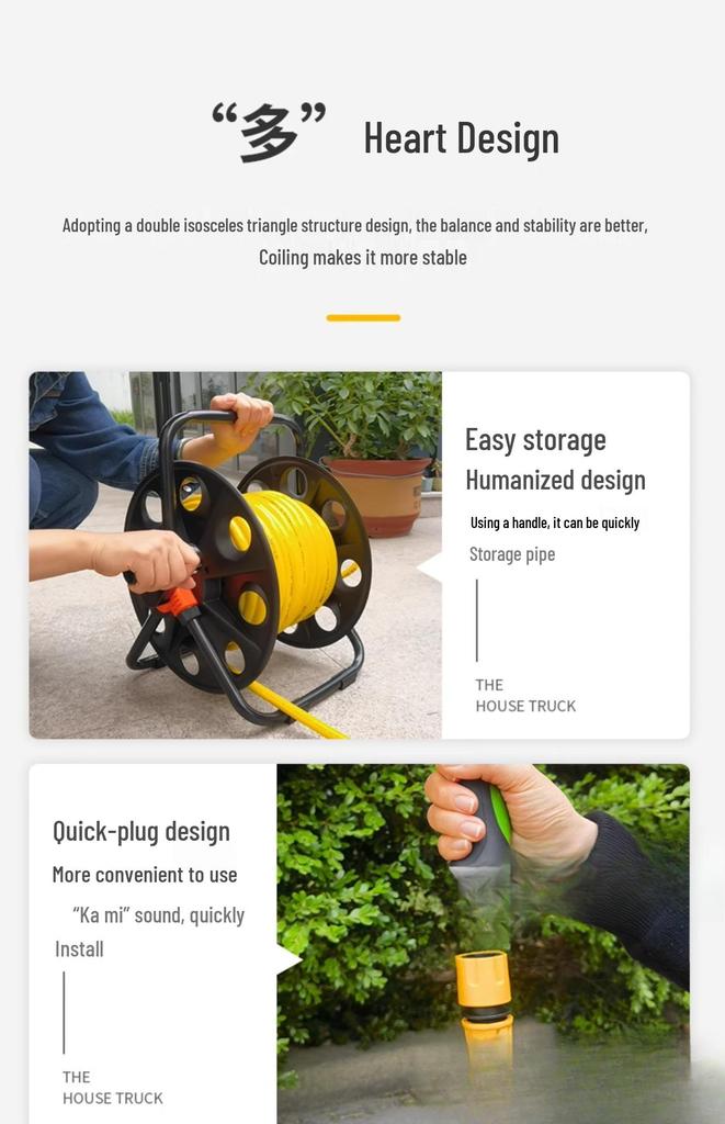 Rice Water Pipe Frame & Car Wash Gun Splitter Storage Rack Reel for Garden Watering Tools