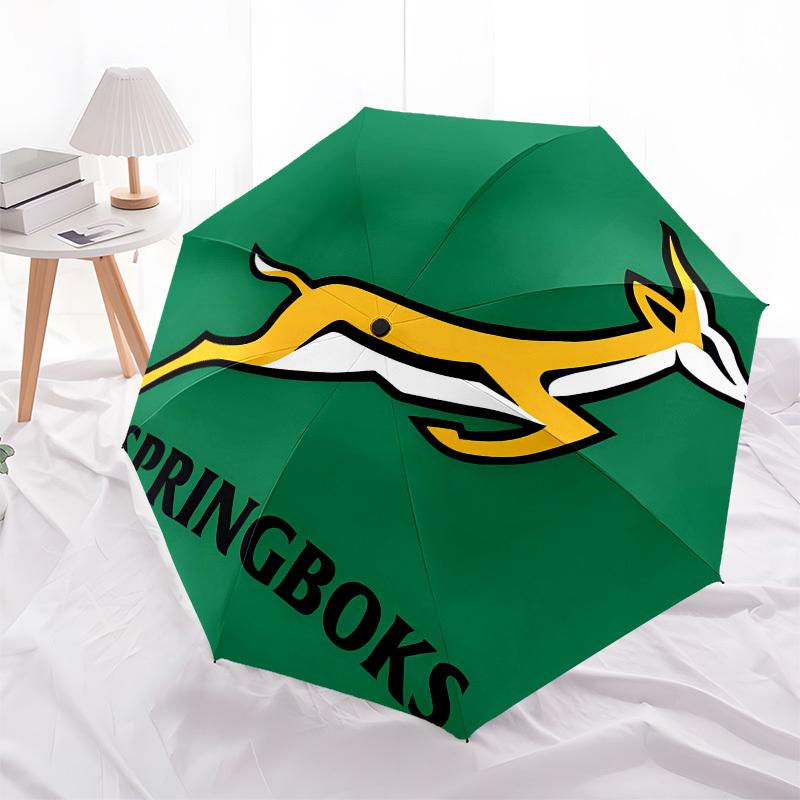 Springboks, Rugby Automatisches Öffnen und Schließen, 8-Rippen-Struktur Tragbarer Regenschirm, Geeignet für Männer und Frauen in allen Jahreszeiten, Perfektes Geschenk