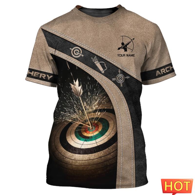 Modische Bogenschieß-T-Shirts für Herren, trendige Kurzarm-Shirts mit 3D-Druck und individuellem Namen, lockere, atmungsaktive Sport-T-Shirts