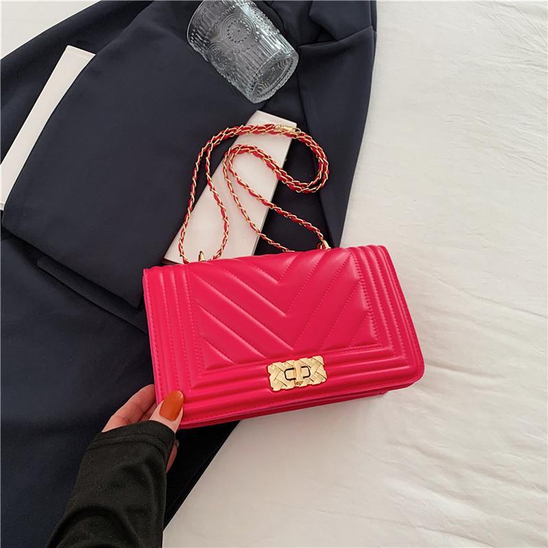 

Сумка через плечо на цепочке с замком, женская, весна 2025, новая нишевая модель розы красного