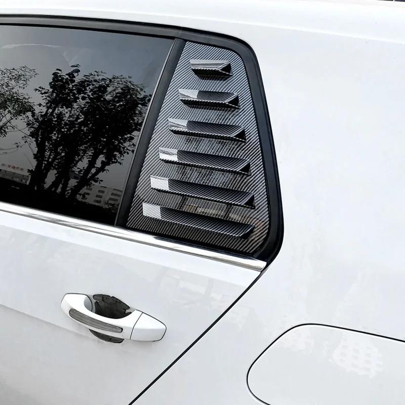 For VW Golf MK7 MK7.5 2013-2019  Car Rear Louver Window Side Shutter Cover Carbon Fiber Black  Trim Sticker Vent Scoop ABS