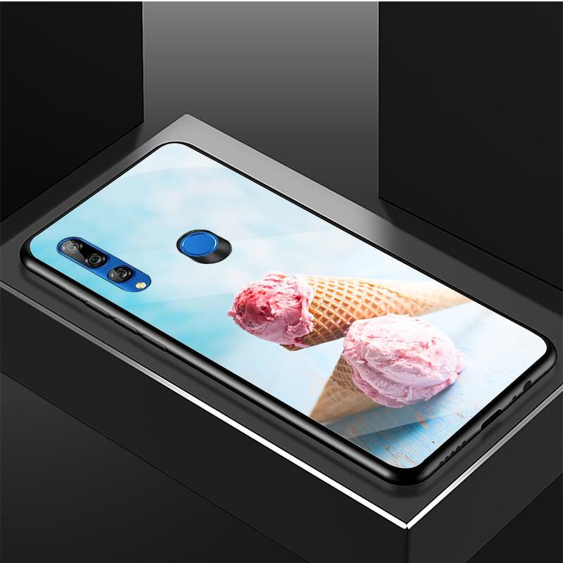 Ice Cream Tempered Glass Phone Case For Huawei Honor 8X 9 10i 20i 20Lite 20Pro 30 Pro Cover Shell
