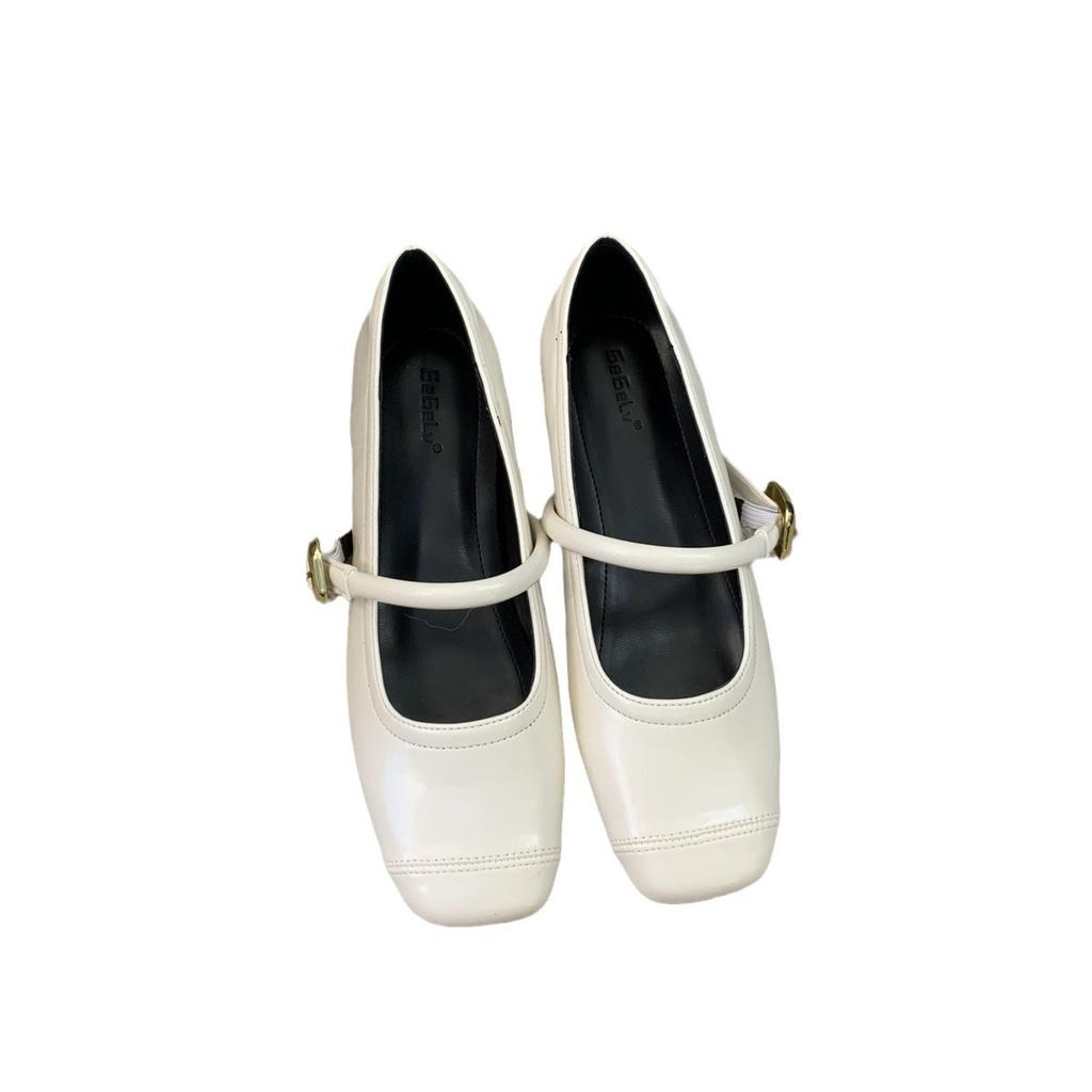 Small Inner Height Increase Leather Shoes Silver Mary Jane Shoes Women's Spring 2025 New French Round Head Light Mouth Single Shoes