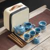 Travel Tea Set, Portable Storage Bag, Creative Ceramic Kung Fu Teapot, Tea Tray, Complete Set of Business Gifts
