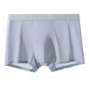 Men Boxer Underwear Mid-rise Elastic Waistband Breathable Mesh Shorts Briefs Solid Color Summer Ice Silk Cooling Panties