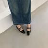 2025 Spring New with Skirt Women's French Feeling Thick Heel Square Head Mary Jane Shoes Small Shallow Mouth Evening Shoes