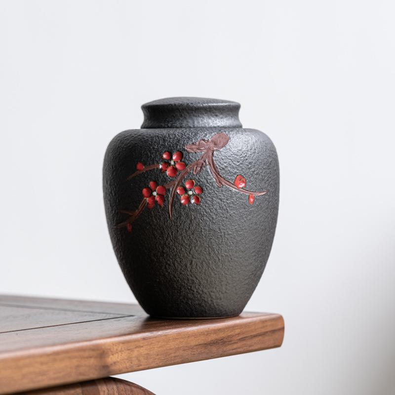 Vintage Plum Blossom Ceramic Tea Jar Sealed Coffee Candy Jar Antique Art Decorative Jars Storage Ornaments Home Decoration Gifts