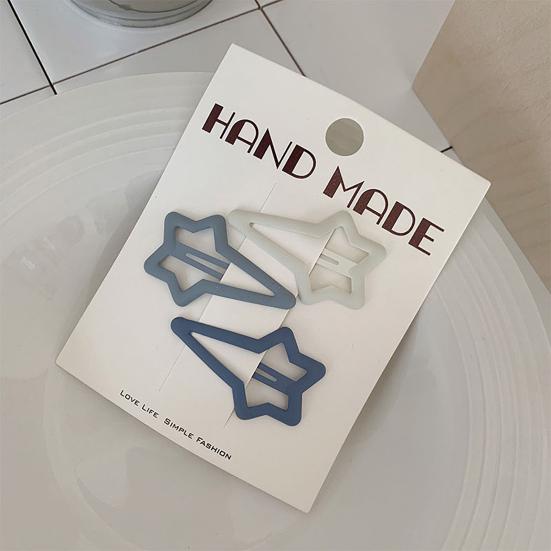 3 stk Pige Hårnåle Stjerne Hjerte Geometrisk Design Mat Glasur Proces Hårklemmer BB Clip Alsidige Hårtilbehør