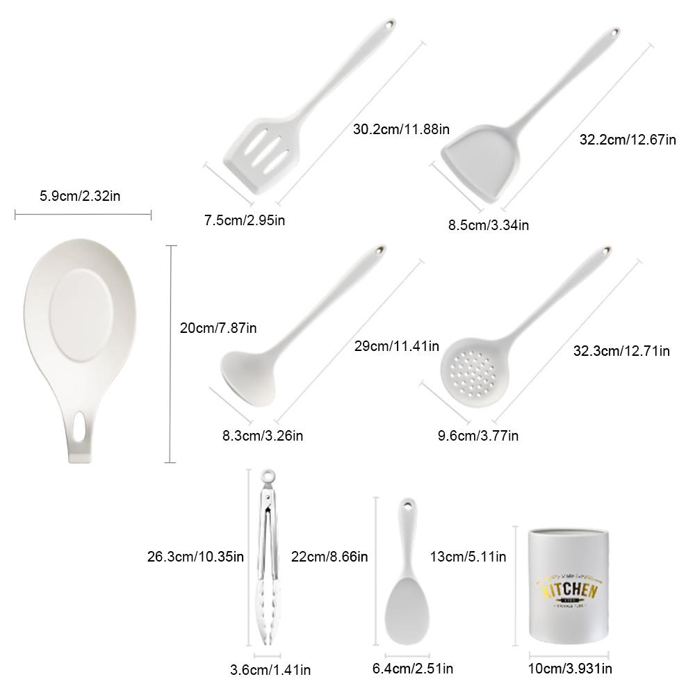 8Pcs Black Silicone Kitchenware Cooking Utensils Set Kitchen Non-Stick Cooking Utensils Baking Tools With Storage Box Tools