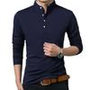 Herren Frühling und Herbst Langarm Einfarbiges T-Shirt Mittel- bis Jungerwachsener Business Casual Poloshirt
