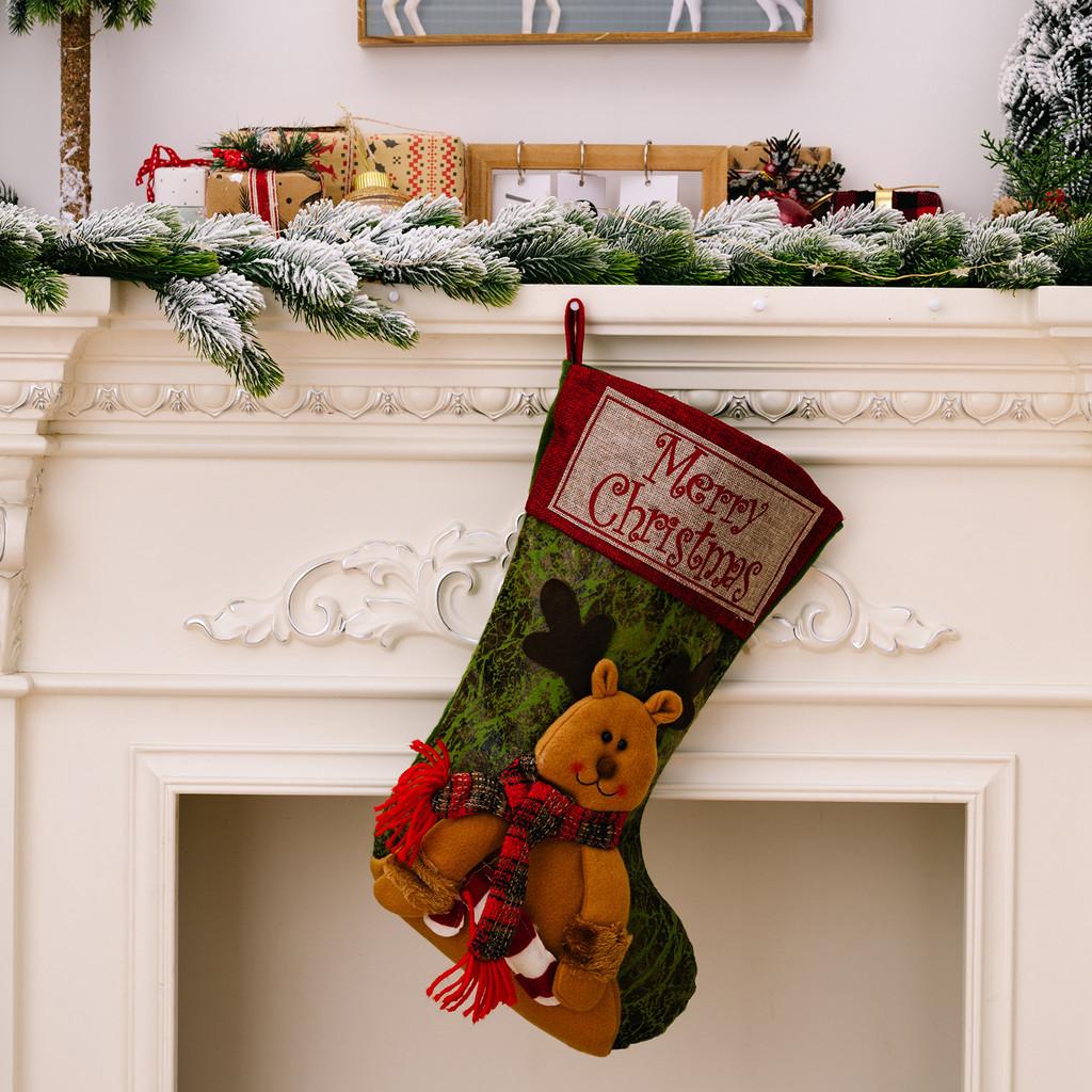 Holiday Stockings Christmas Featuring Santa Snowman And Reindeer For Kids Gift Giving