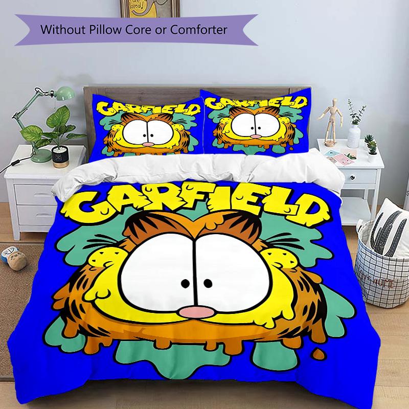 3pcs Garfield, Cat Cover Set, 1 Cover + 2 Pillowcases (No Insert), Bedding for All Seasons, Bedding,Bedroom Decor yy250922023