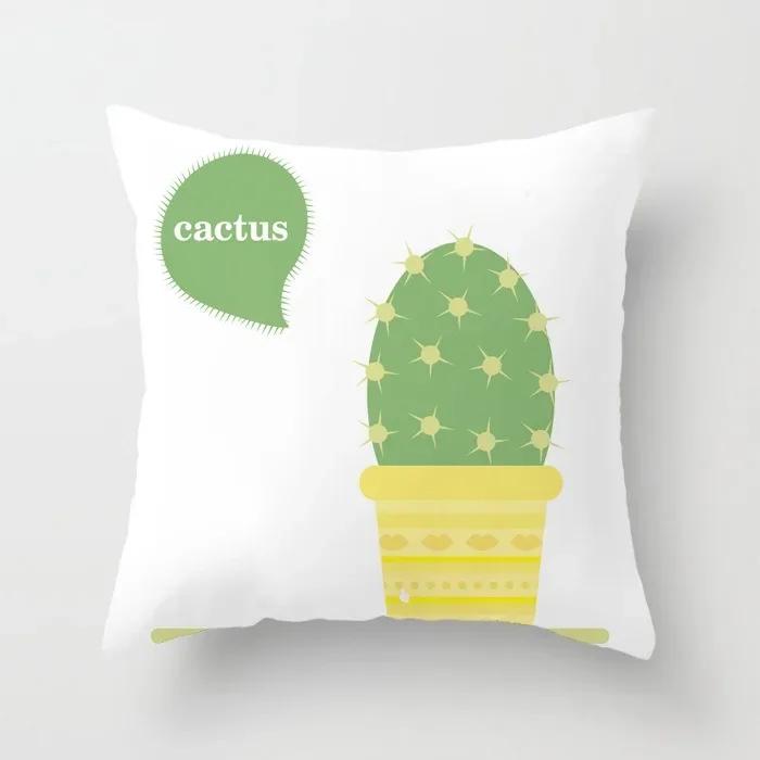 Office Chair Cushion Cover Creative Cartoon Cactus Print Pillow Cover Fashionable Luxury Home Decoration