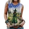 3D printed women's vest O-neck casual vest off the shoulder