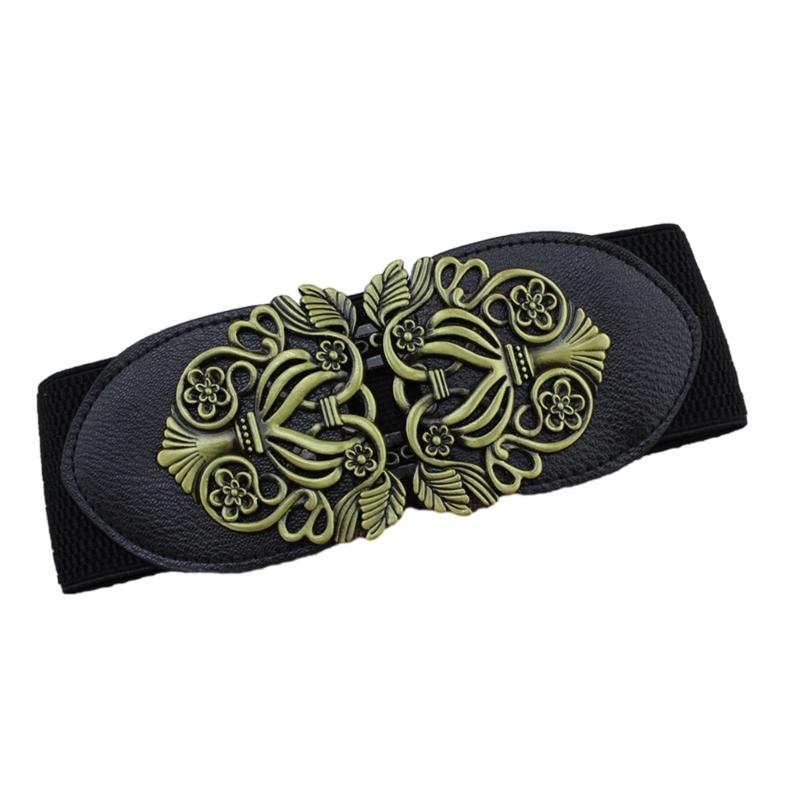 

Elastic Waist Belt for Women Ladies Dress Corset Fashion Female Stretch Waist Strap with Alloy Flower Buckle for Prom