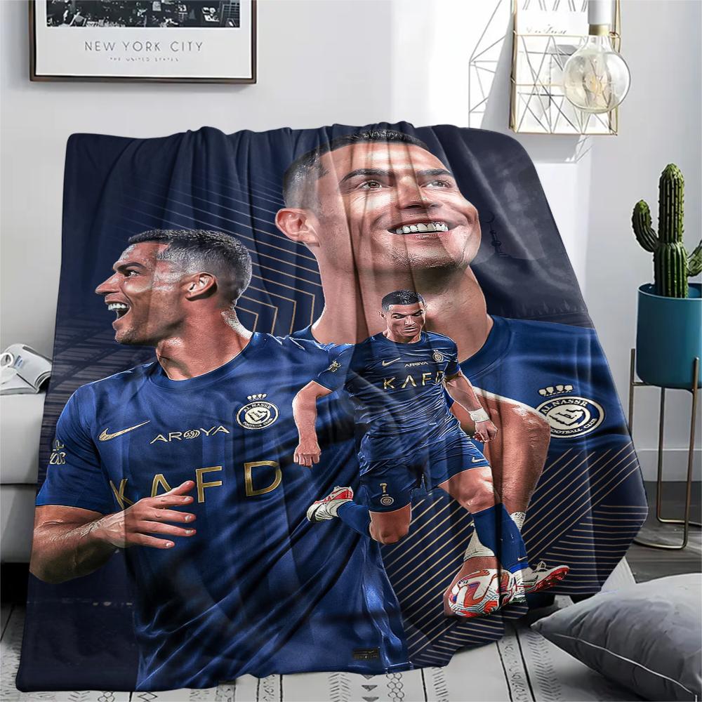1 Stück C Ronaldo Aufdruck Flanelldecke, Hohe Qualität, Bequem für alle Jahreszeiten, Heimdekoration, Wärme und Komfort, Perfekt für Weihnachtsgeschenke