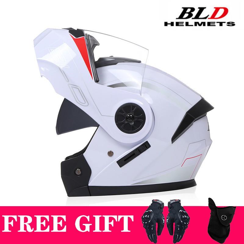 Full Face Motorcycle Helmet With Dual Visors Flip-Up Design Scooter E-Bike Riders