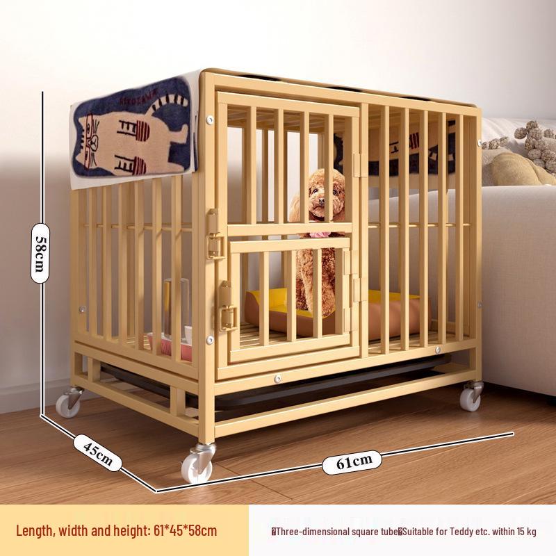 Medium & Large Dog Indoor Kennel with Full Square Tube Design and Built-in Toilet