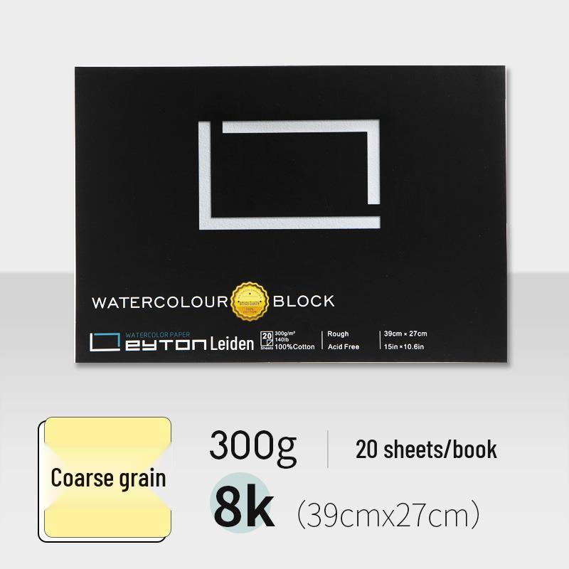 Leighton Portable Watercolor Sketchbook - Hand-painted, All Cotton, 32k-4k Sizes, 300g, Fine to Coarse Textures.