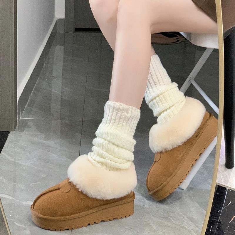 fur integrated snow boots women's winter piled and thickened, one pedal fluffy thick-soled cotton shoes